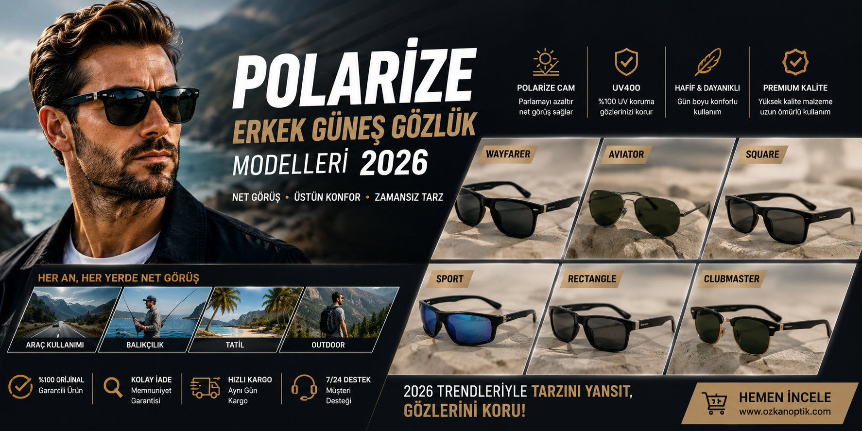 Polarize Erkek Güneş Gözlük Modelleri 2026